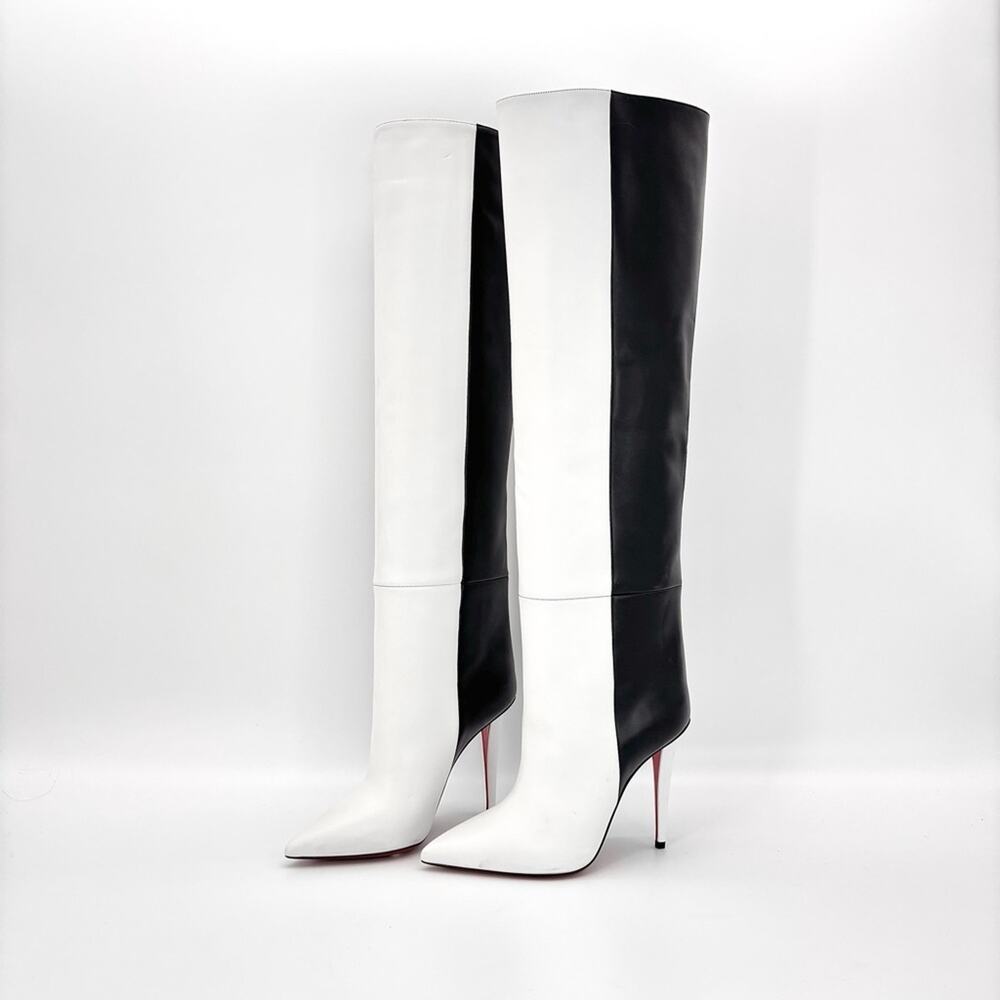 NEW Christian Louboutin Astrilarge Botta 100 Two Tone Over The Knee Boots 37